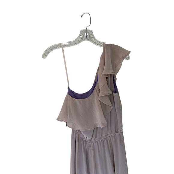 Eva Mendes Dress Purple One Shoulder Fairy Whimsical Flowy Long Maxi Medium - Picture 9 of 13